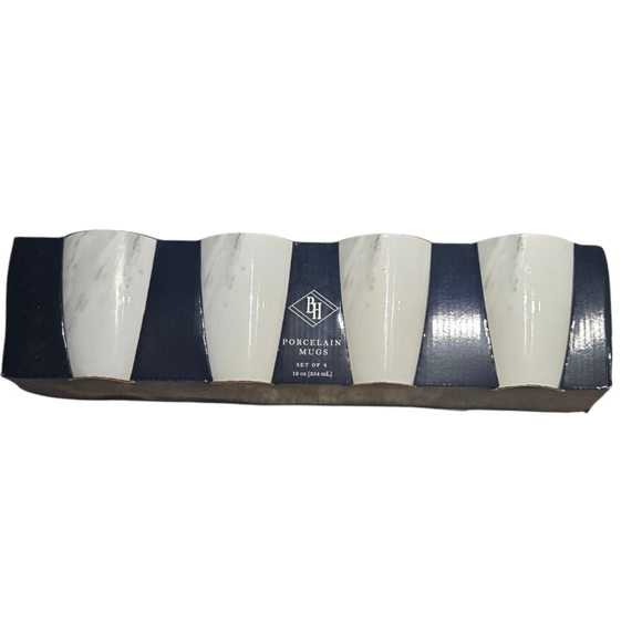 Elegant White Porcelain MUGS set Of 4 - Picture 1 of 3